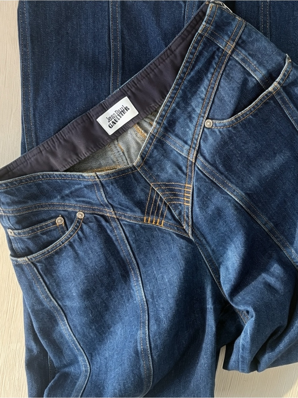 Jean Paul Gaultier Y2K V Waist Low Rise Flare Jeans 38
